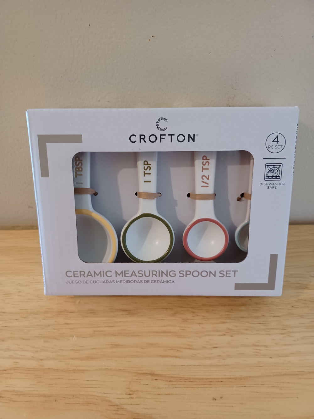 Crofton Ceramic Measuring Spoon Set - Yellow, Green, Pink, Blue Accents